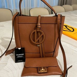 Valentino leather camel handbag